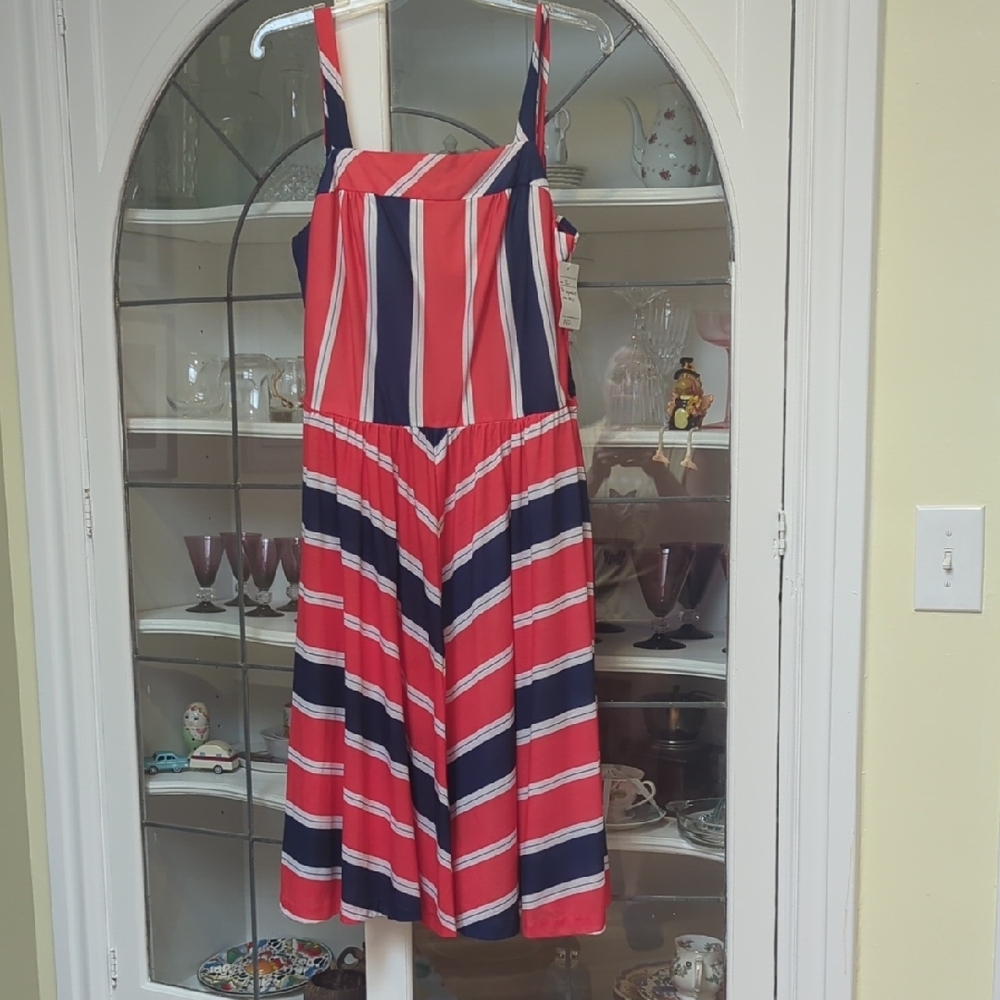 70s Vintage Peppermint Striped Dress, 12
